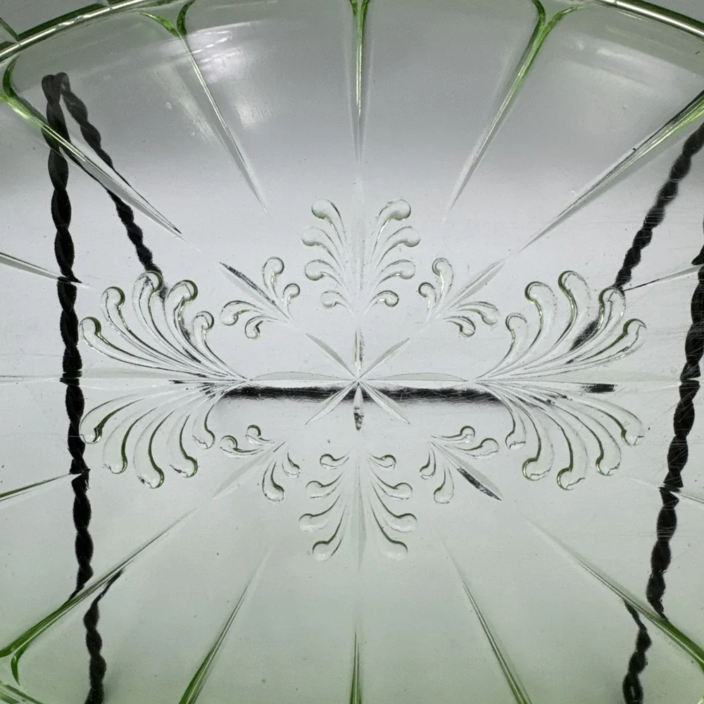 Jeanette Doric Green Depression Uranium Glass 12